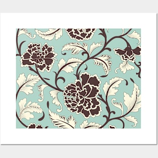 Vintage floral blush green pattern Posters and Art